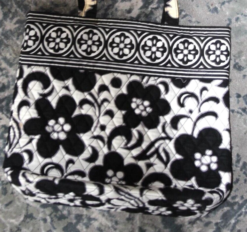 Vera Bradley Tote Bag Womens One Size Black White Night & Day Quilted Purse